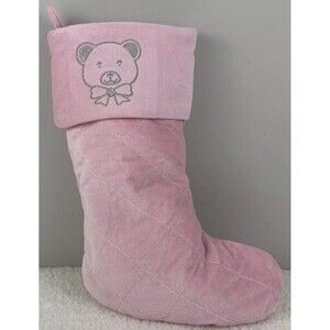 Pink Quilted Christmas Stocking Teddy Bear With Harvey Lewis Swarovski Crystals